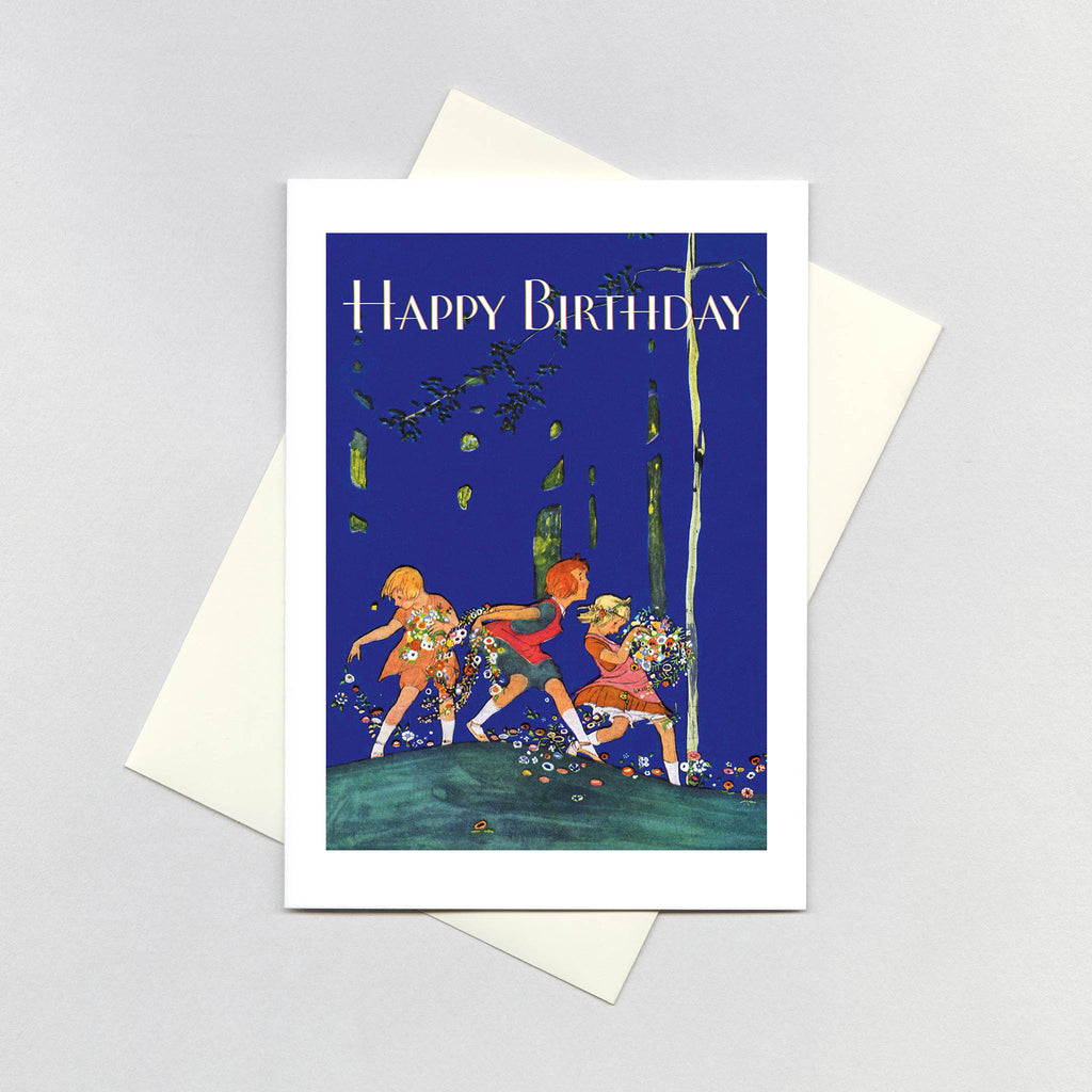 Children With Flowers - Birthday Greeting Card