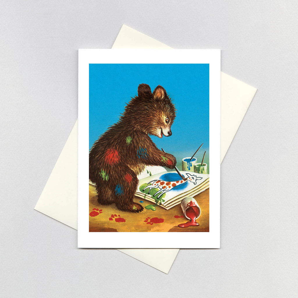 Baby Bear Painting - Birthday Greeting Card