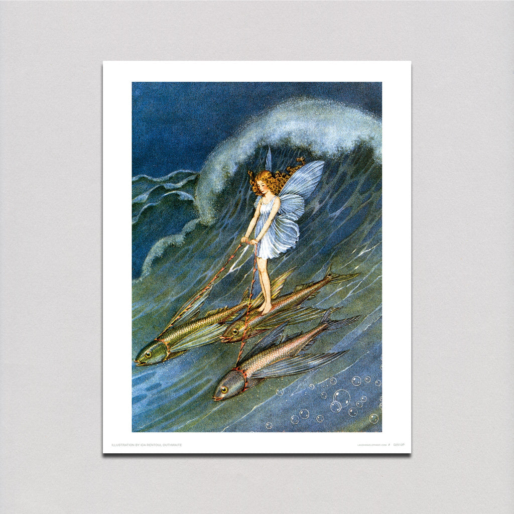Fairy Riding Fish - Fairies Art Print