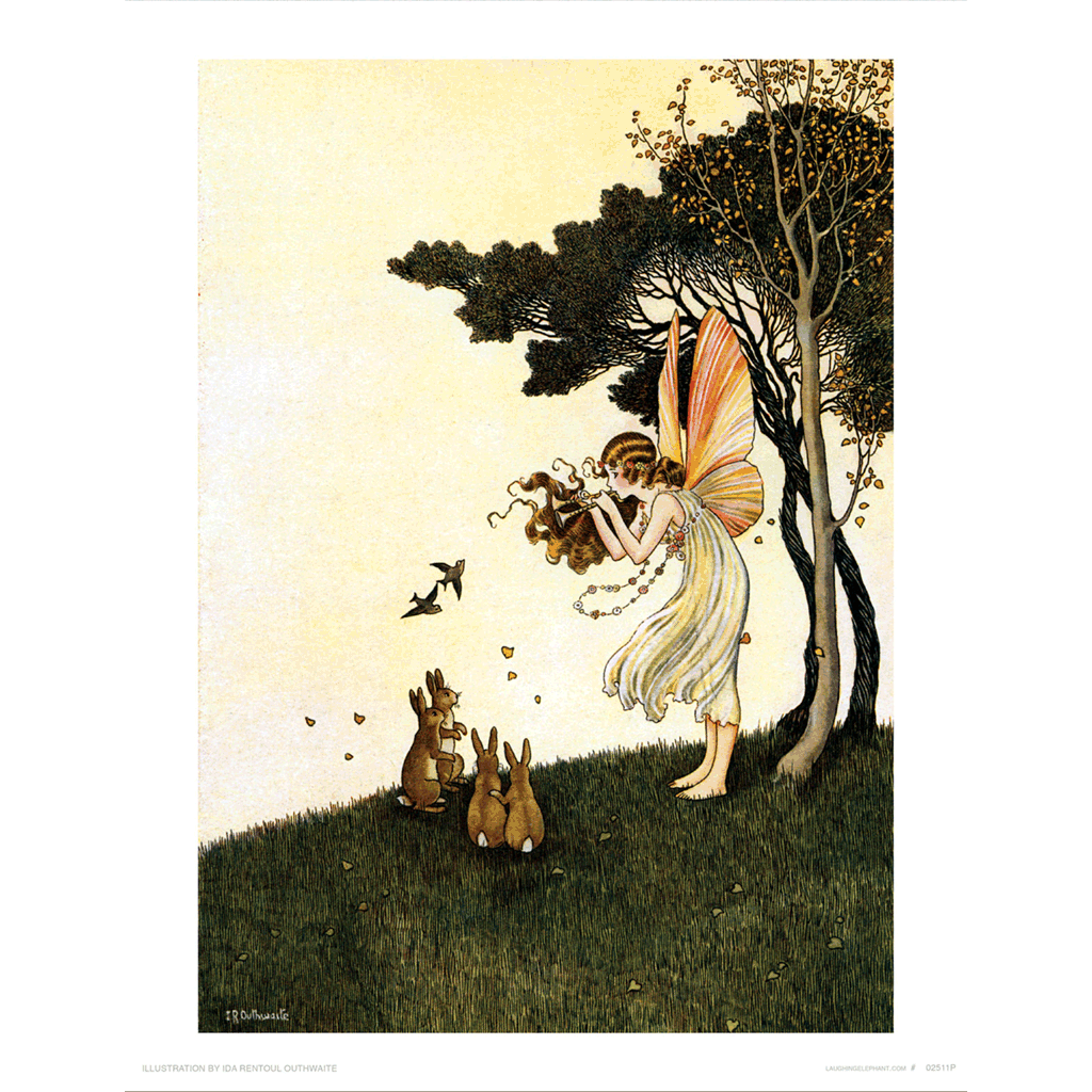 Fairy Playing Pipes to Animals - Fairies Art Print