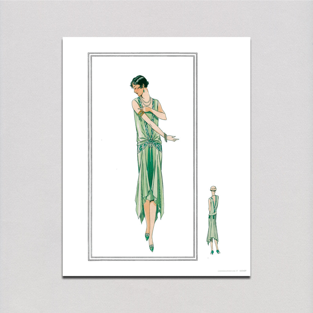 Nile green gown 1920s - Fashion Art Print