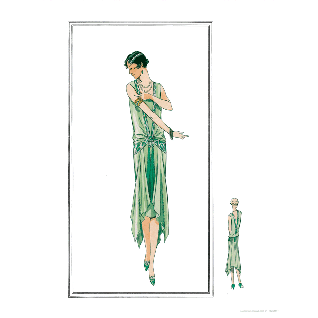 Nile green gown 1920s - Fashion Art Print