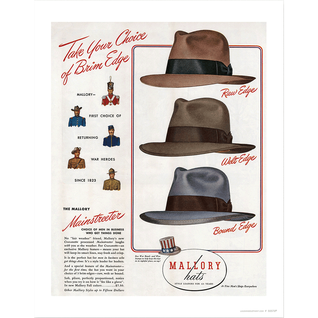Men's Hats of the 1940s Fashion Art Print
