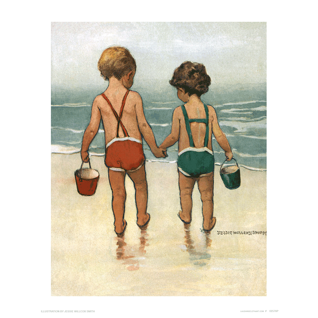 Brother and Sister at the Beach - Jessie Willcox Smith Art Print