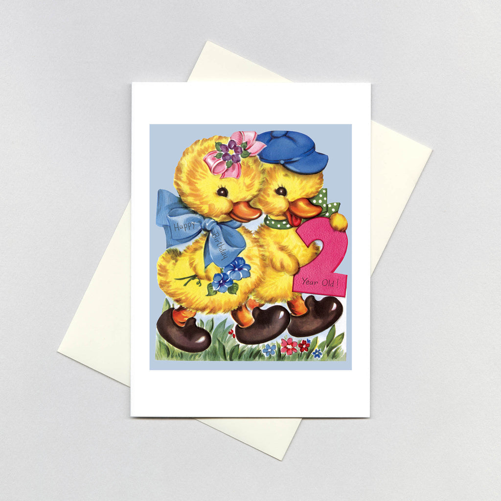 Ducklings Second Birthday - Birthday Greeting Card