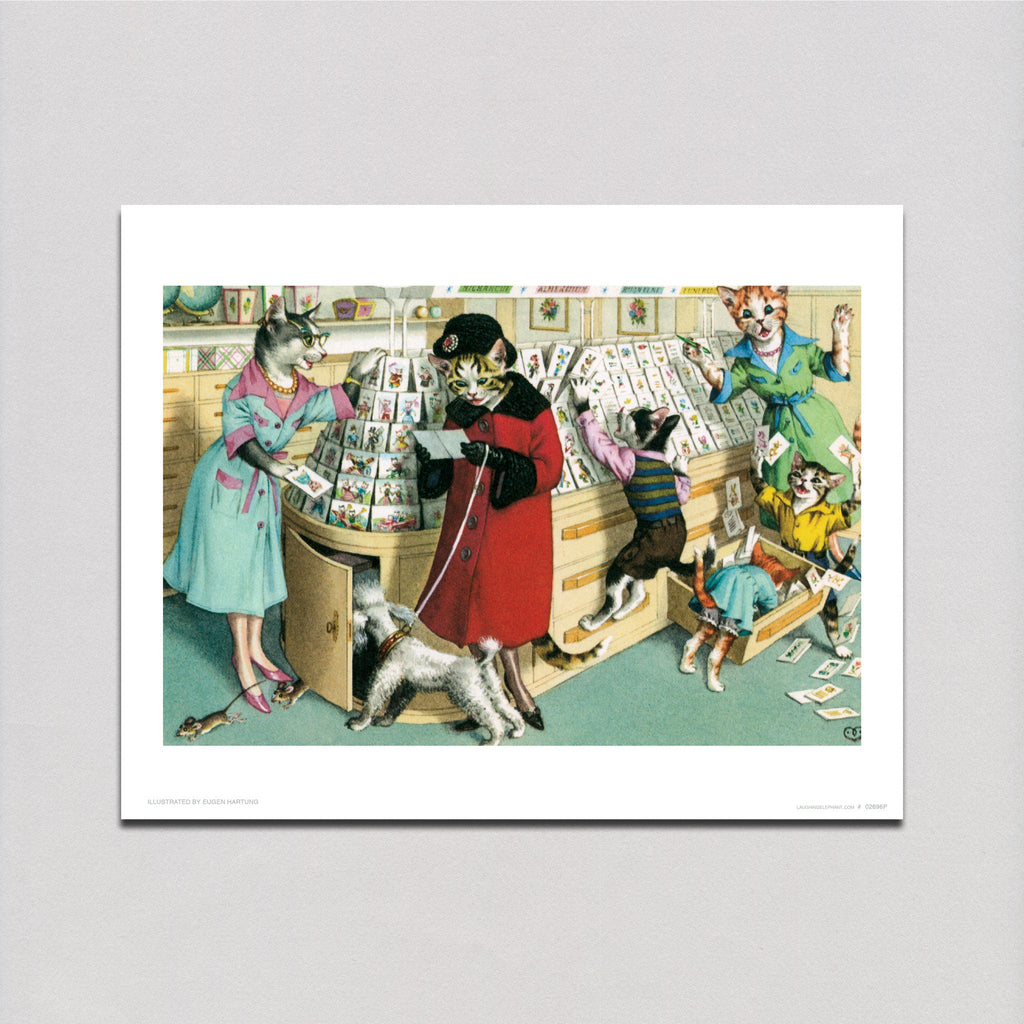 Card Buying in Chaos - Captivating Cats Art Print