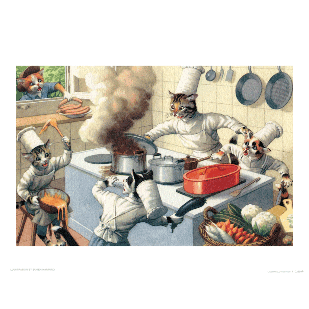 A Cat Cook with Big Problems - Captivating Cats Art Print
