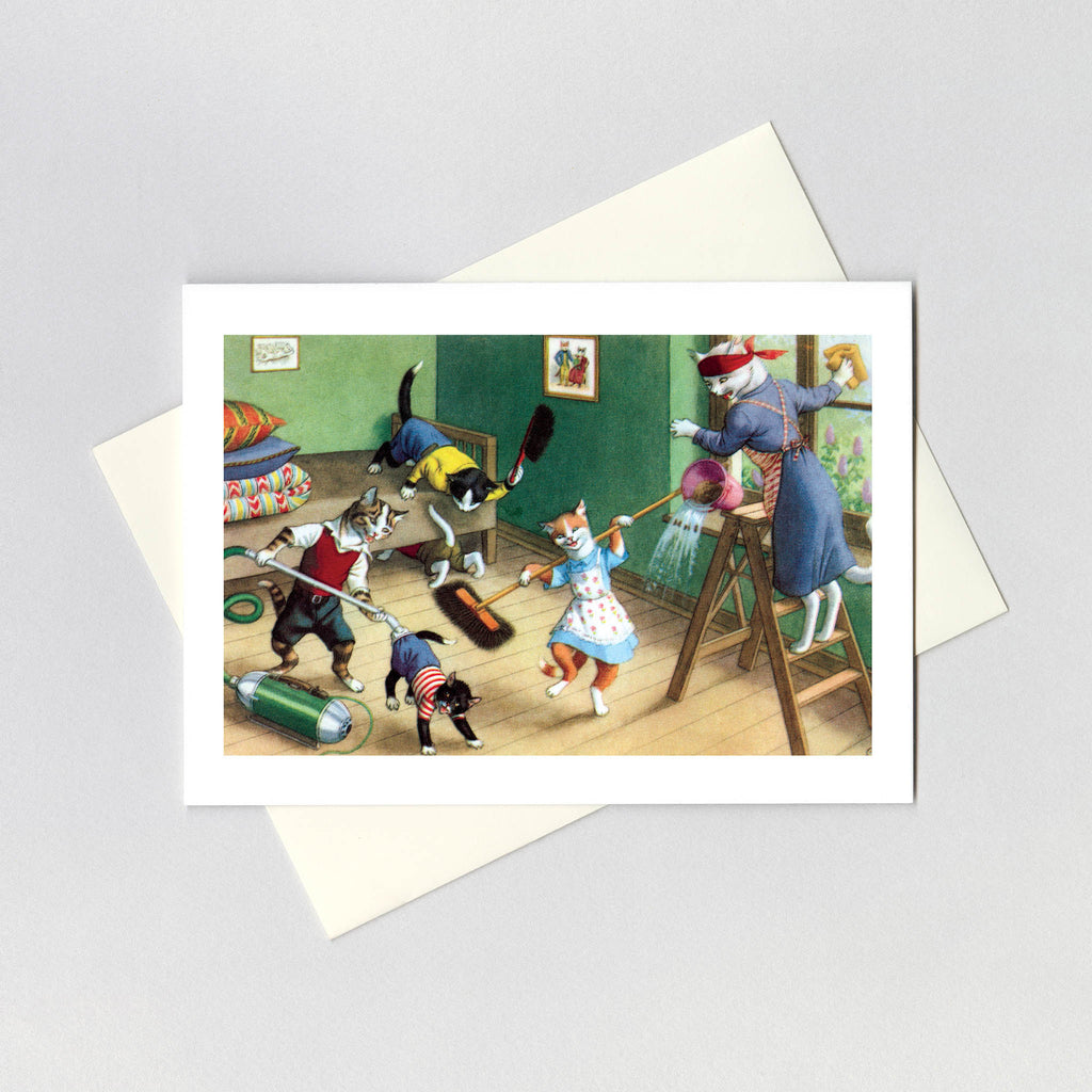 House Cleaning - Captivating Cats Greeting Card