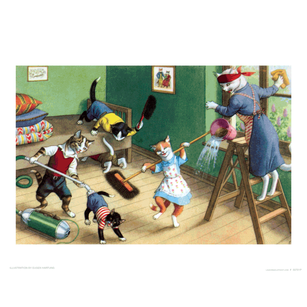 House Cleaning - Captivating Cats Art Print
