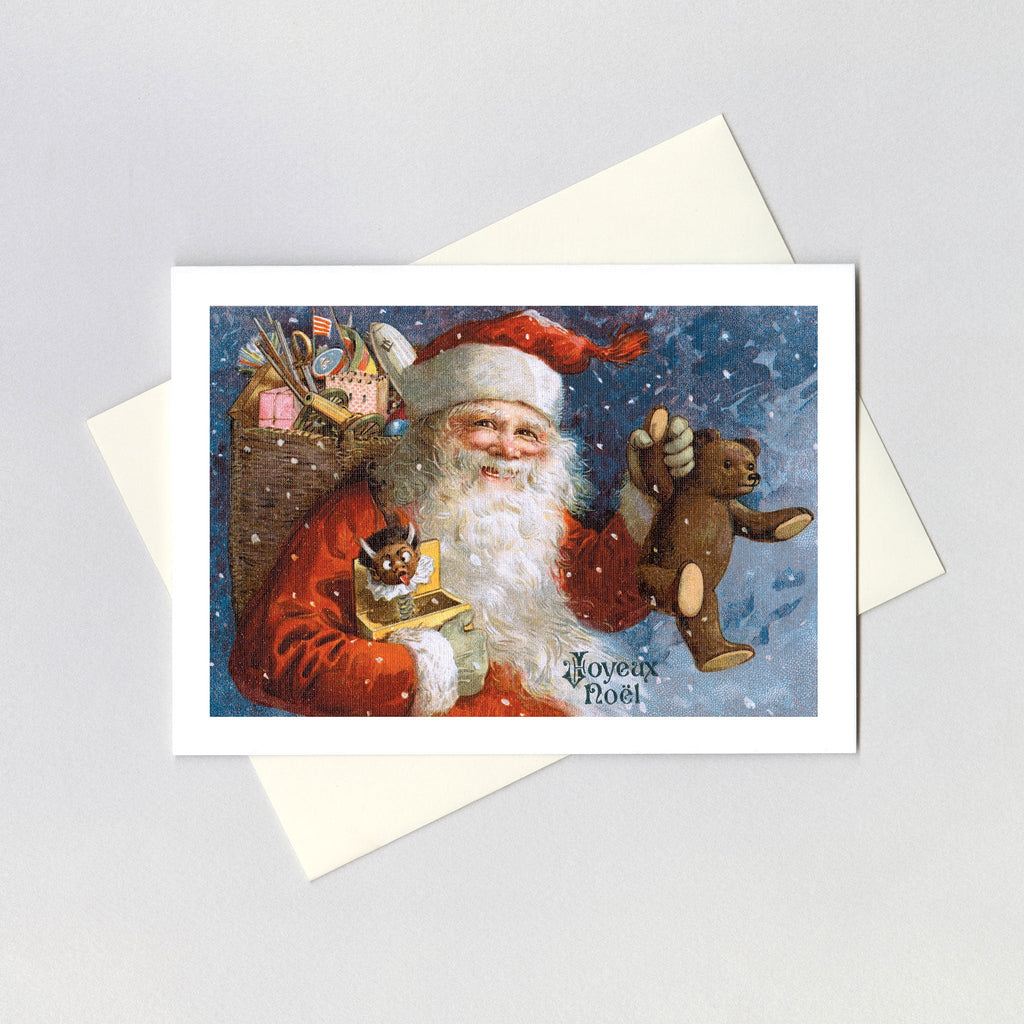 Santa with a Teddy Bear - Christmas Greeting Card