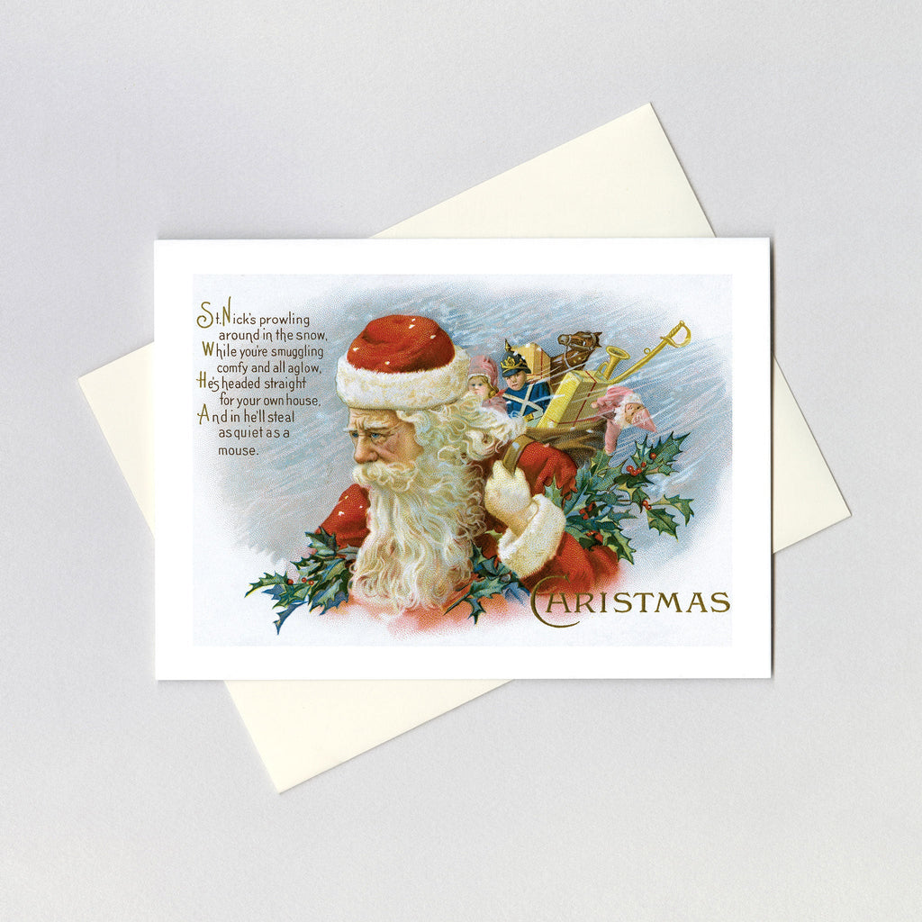 Santa with a Bundle of Toys - Christmas Greeting Card
