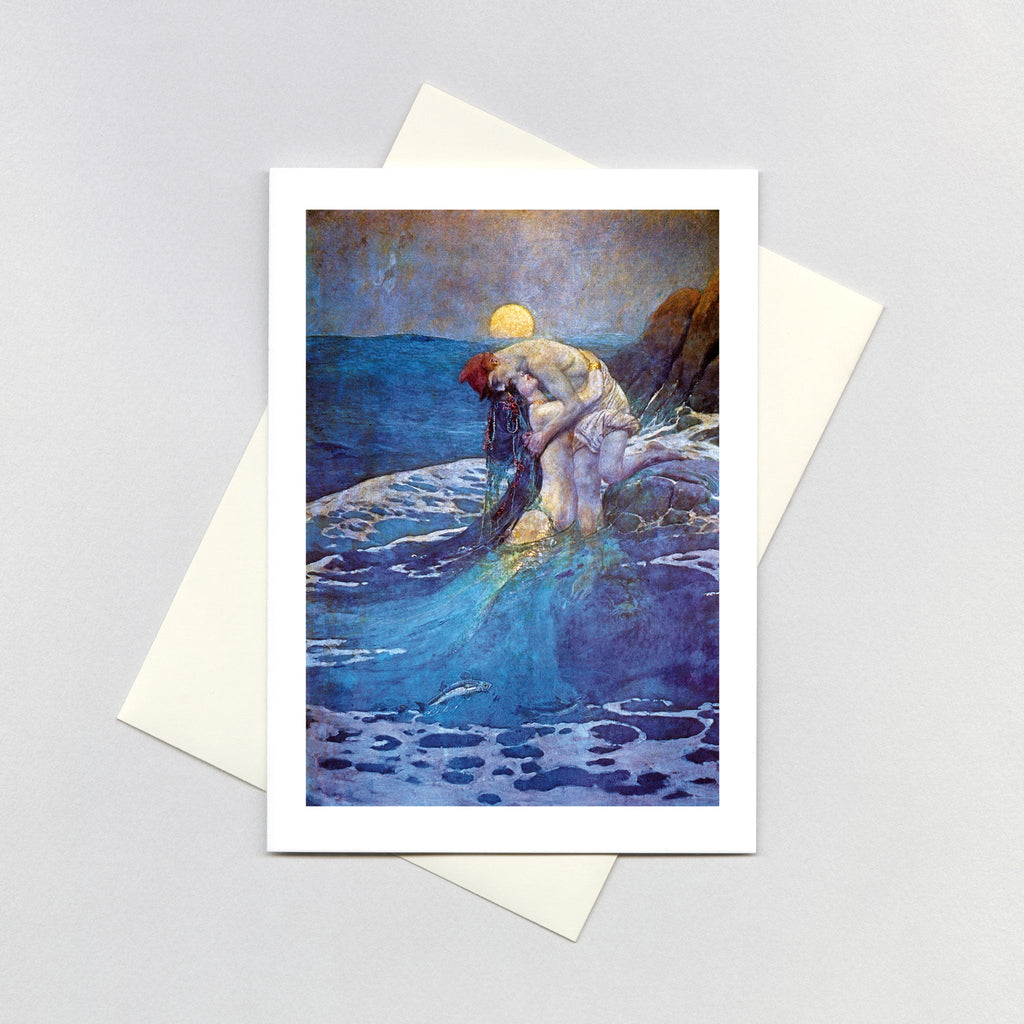 A Moonlight Tryst With A Mermaid - Mermaids Greeting Card