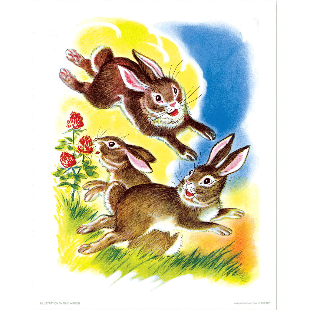 Frisky Bunnies - Animal Friends Art Print