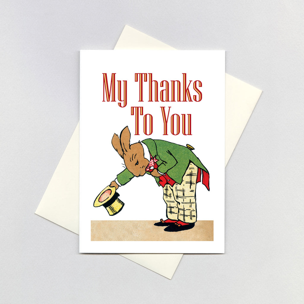 My Thanks To You - Bowing Bunny - Thank You Greeting Card