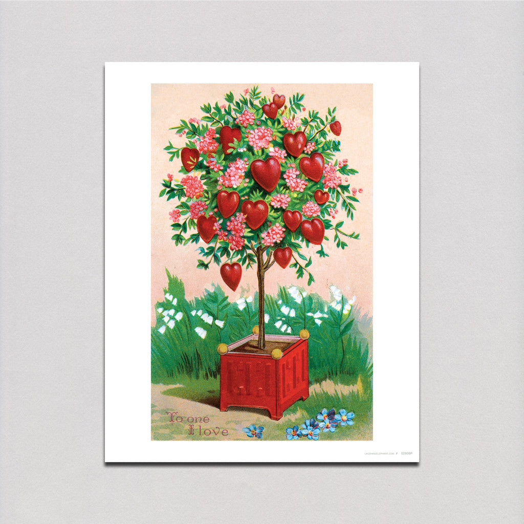 Hearts and Flowers on a Little Tree - Valentine's Day Art Print
