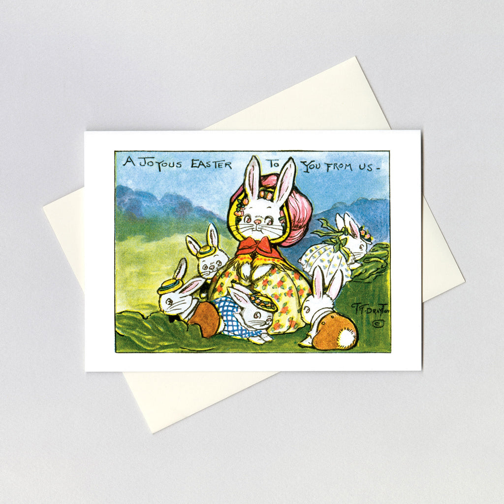 Mother Rabbit with Little Rabbits - Easter Greeting Card