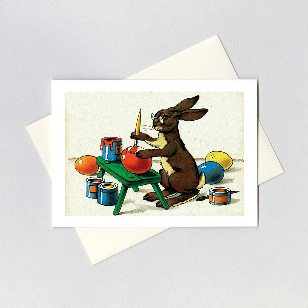 The Easter Rabbit Painting Eggs - Easter Greeting Card