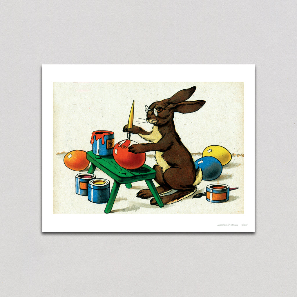The Easter Rabbit Painting Eggs - Easter Art Print