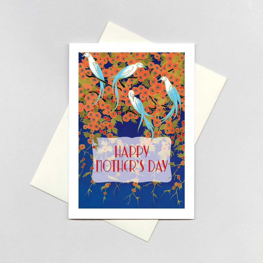Art Deco Birds and Flowers - Mother's Day Greeting Card