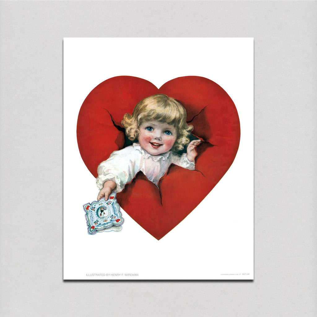Baby Offers a Valentine - Valentine's Day Art Print