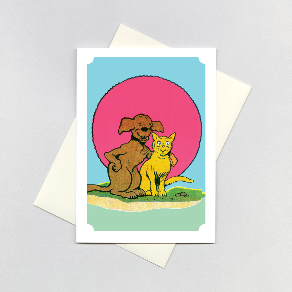 Dog and Cat Friends - Friendship Greeting Card