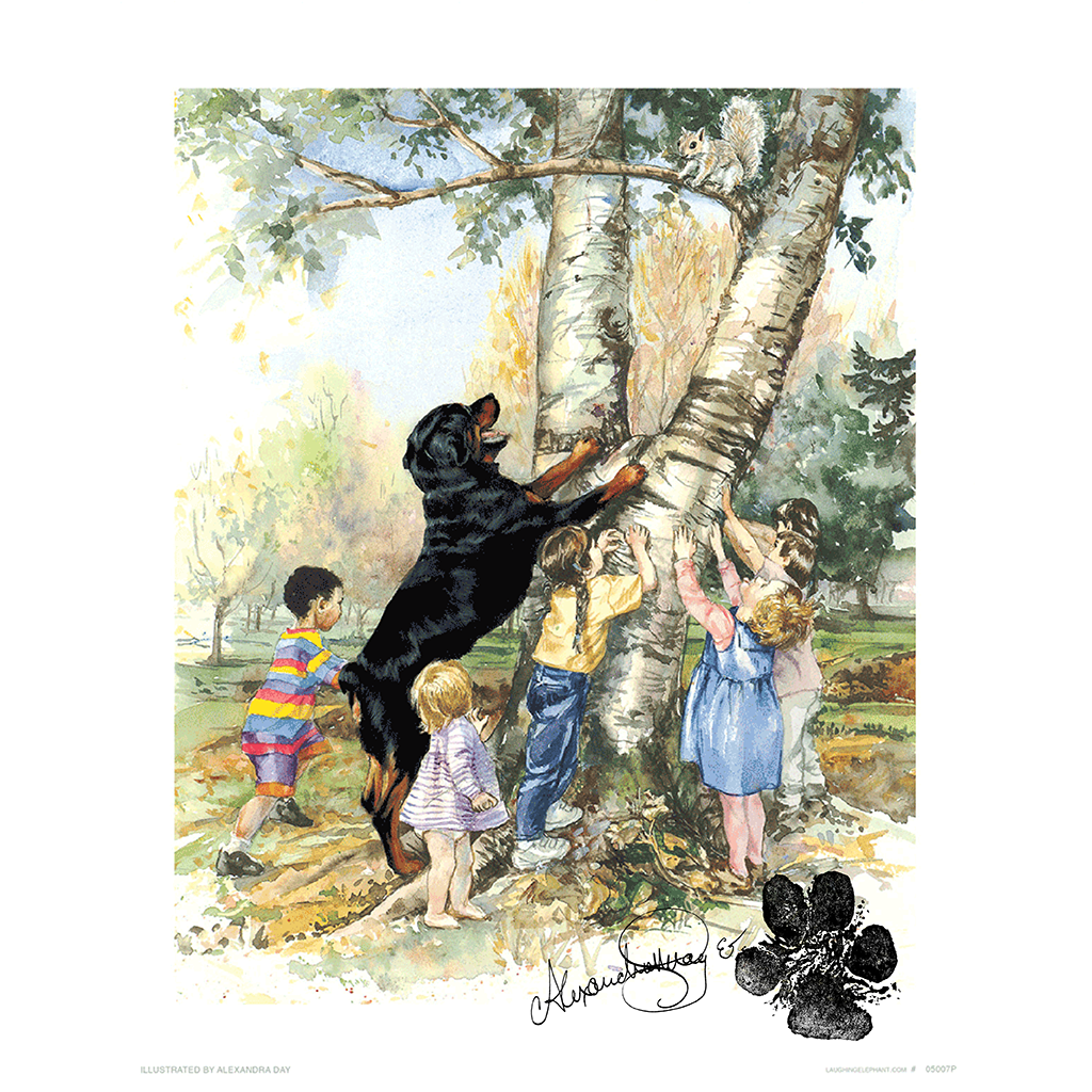 Carl & Kids with Squirrel - Good Dog, Carl Art Print (Signed)