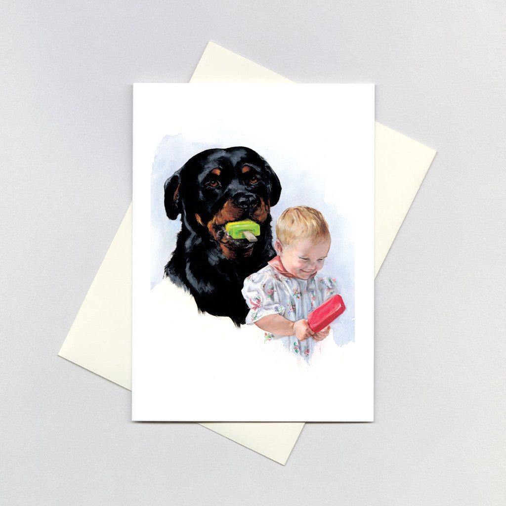 Carl Eating Popsicle - Good Dog Carl Greeting Card