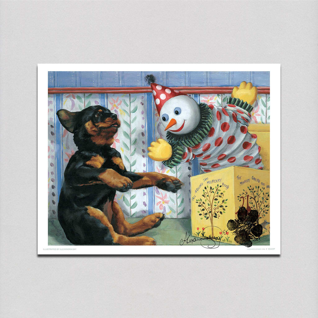 Puppy w Jack-in-box - Good Dog, Carl Art Print (Signed)