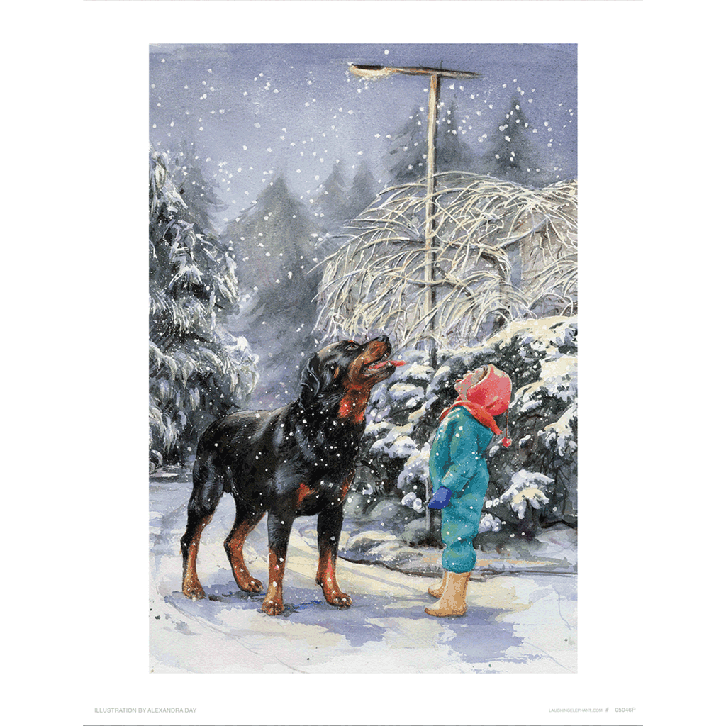 Carl Catching Snowflakes - Good Dog, Carl Art Print