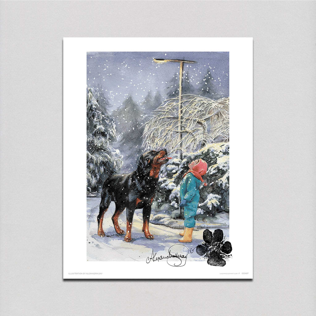 Carl Catching Snowflakes - Good Dog, Carl Art Print (Signed)