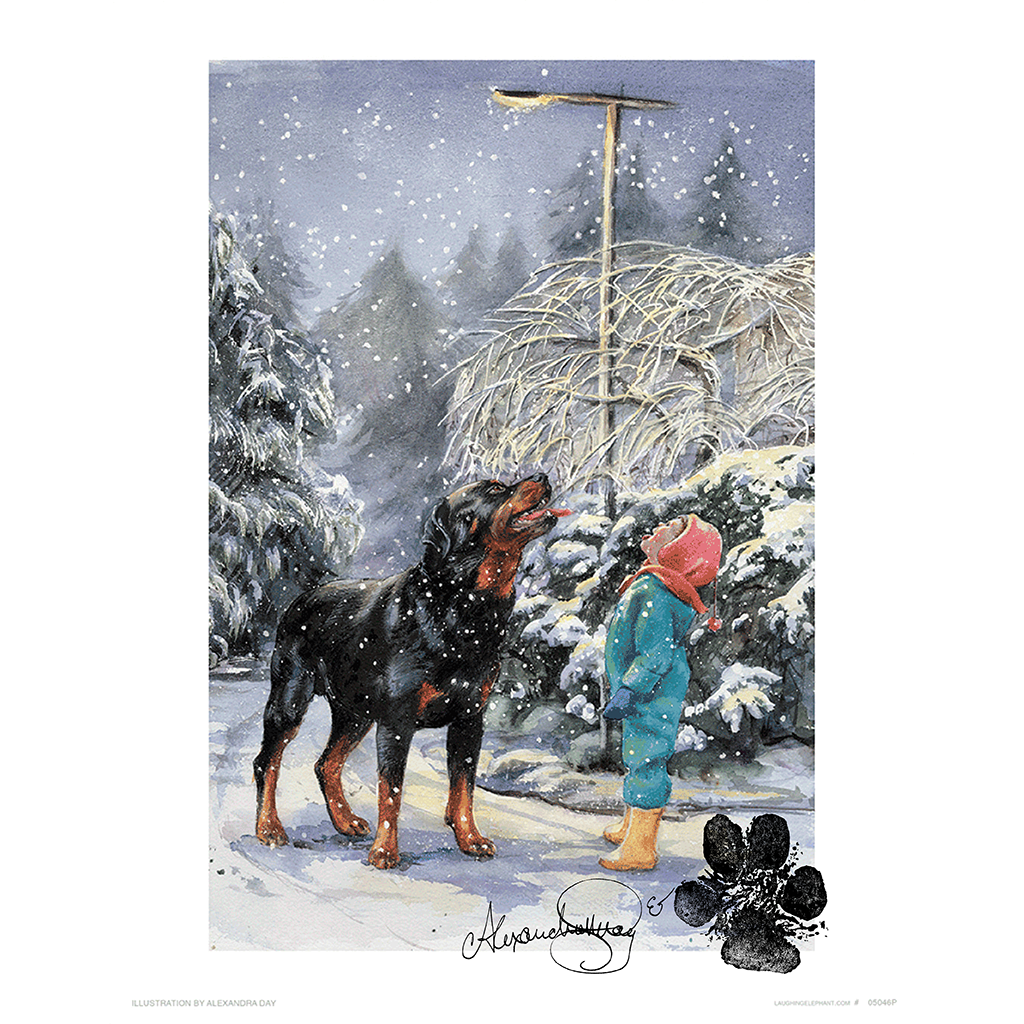 Carl Catching Snowflakes - Good Dog, Carl Art Print (Signed)
