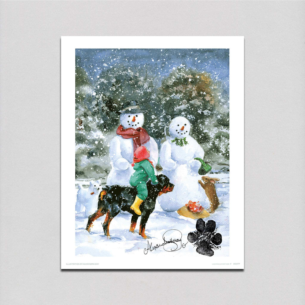 Carl and Madeleine With the Snowmen - Good Dog, Carl Art Print (Signed)