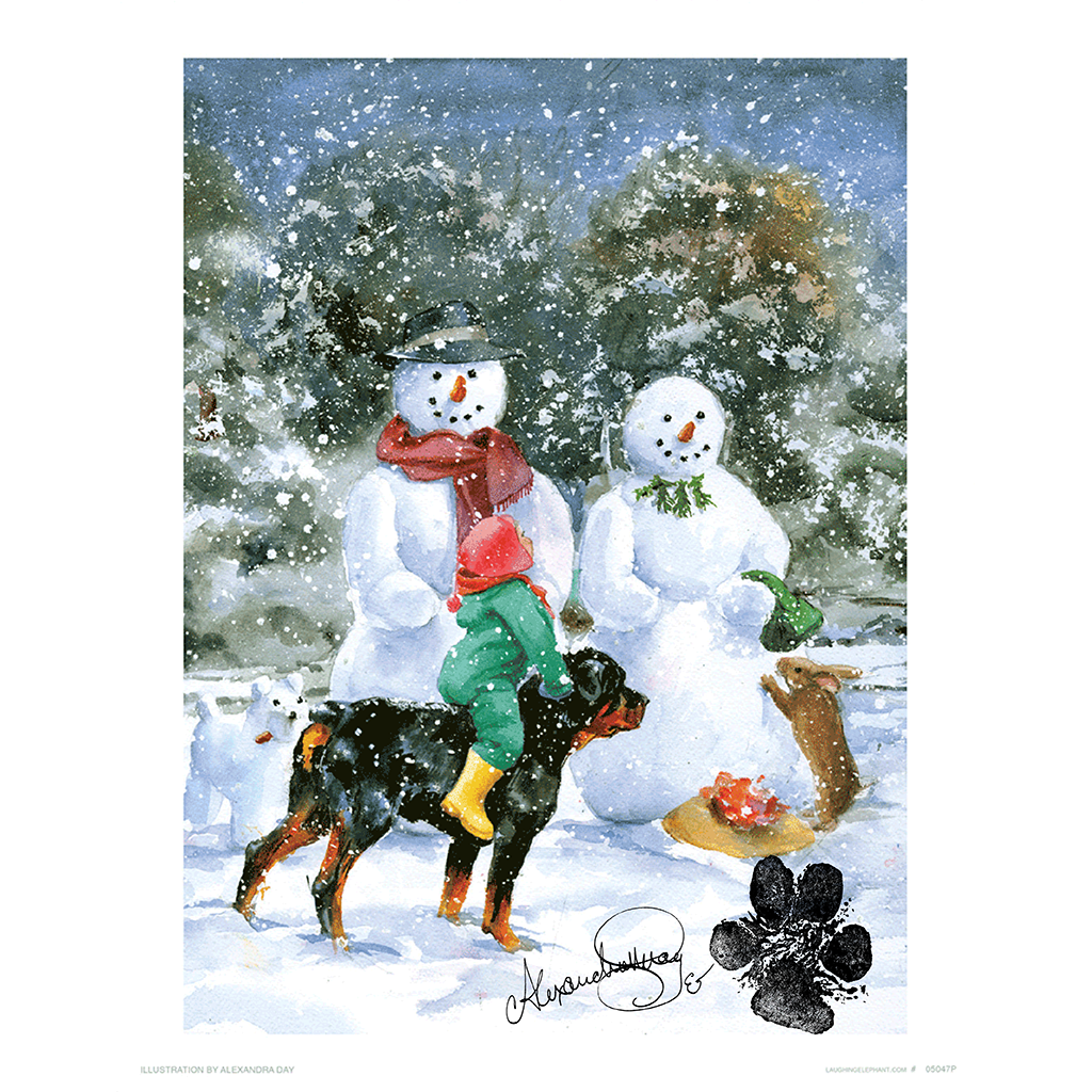 Carl and Madeleine With the Snowmen - Good Dog, Carl Art Print (Signed)