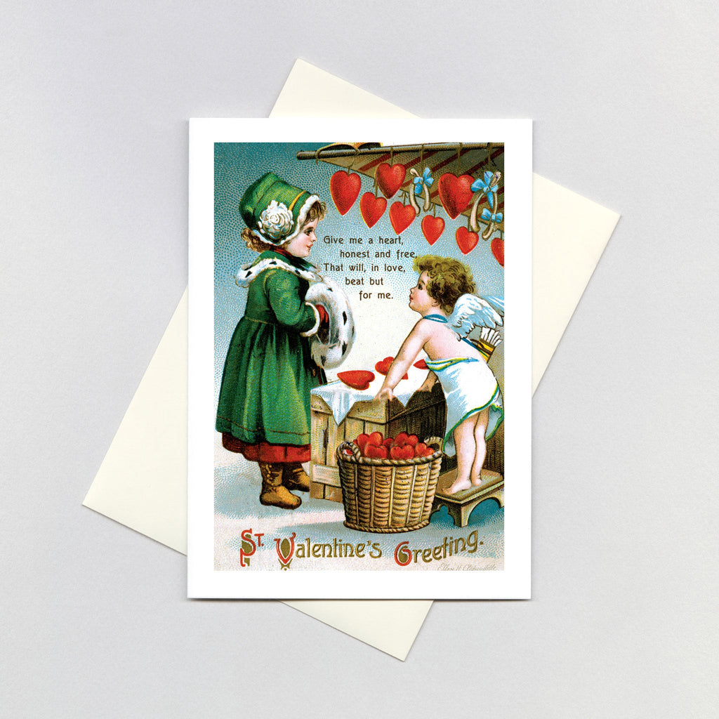 Cupid Selling Hearts • Valentine's Day Card