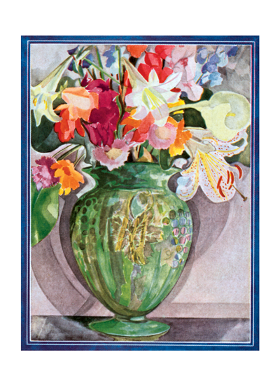Green vase of flowers - Thank You Greeting Card