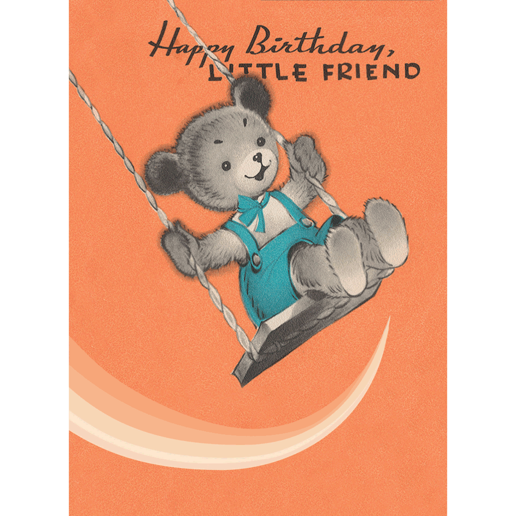 Teddy Bear on a Swing - Birthday Greeting Card