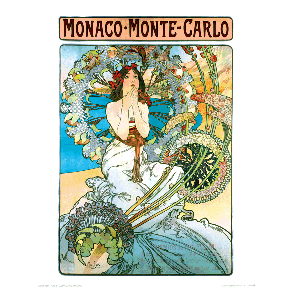 Monaco Monte Carlo - Alphonse Mucha Art Print
