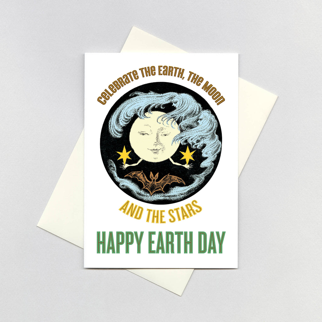 Moon Holding Stars - Earth Day Greeting Card