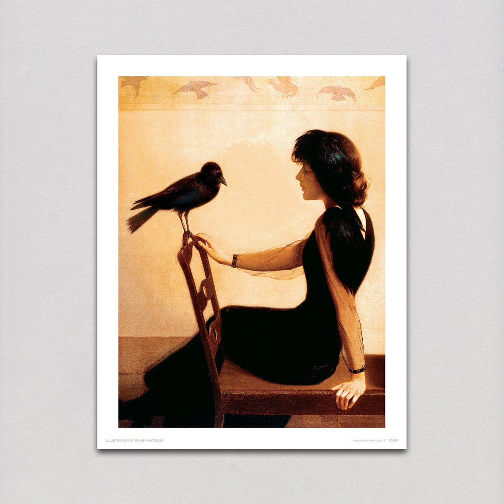 Lady with a Raven - Women Art Print
