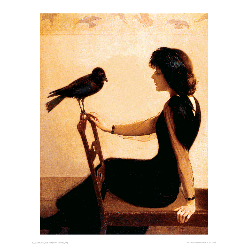 Lady with a Raven - Women Art Print