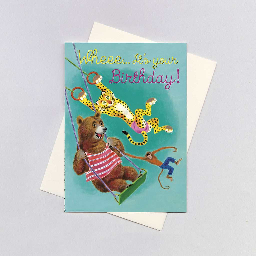 Swinging Animals - Birthday Greeting Card