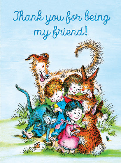 Children & Animals Hugging - Friendship Greeting Card