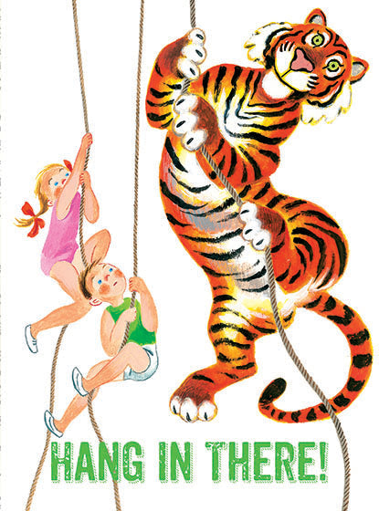 Children & Tiger Climbing Ropes - Encouragement Greeting Card
