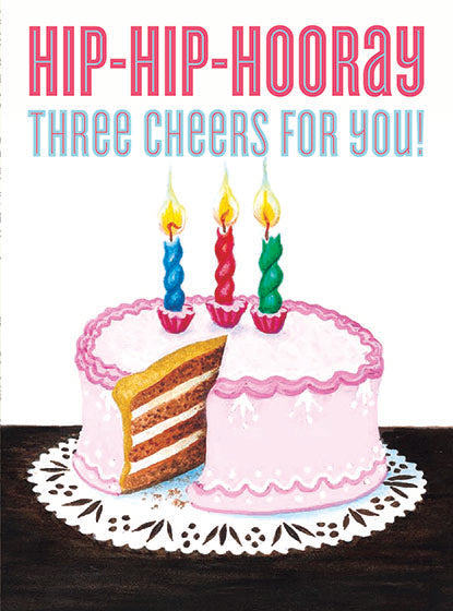 Cake with Three Candles - Birthday Greeting Card