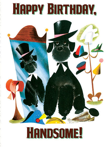 Poodle with a Top Hat - Birthday Greeting Card