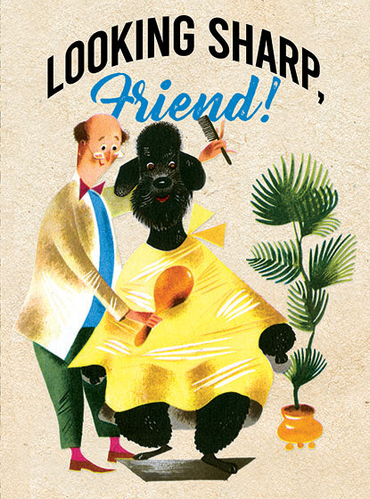 Poodle & Barber - Thinking of You Greeting Card