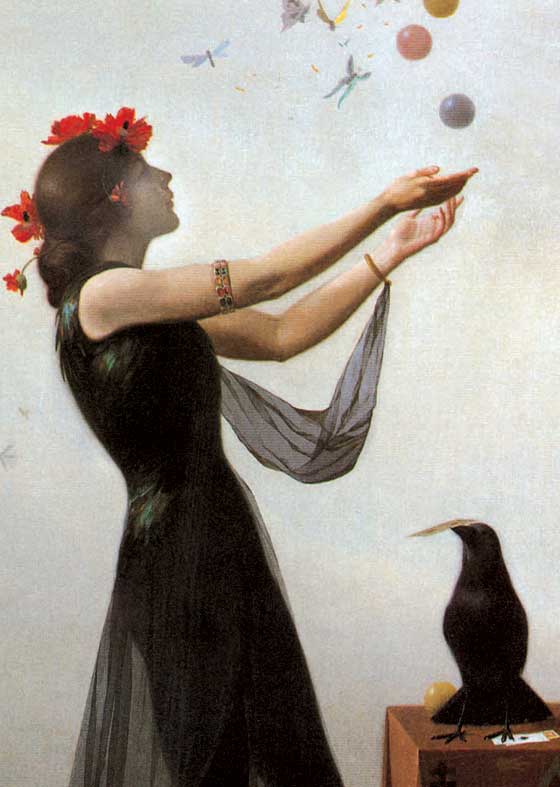 Enchantress With Raven - Women Greeting Card