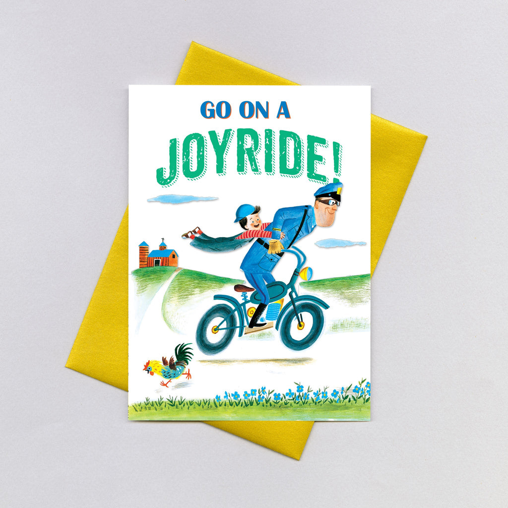 Boy & Bicycle Policeman - Birthday Greeting Card