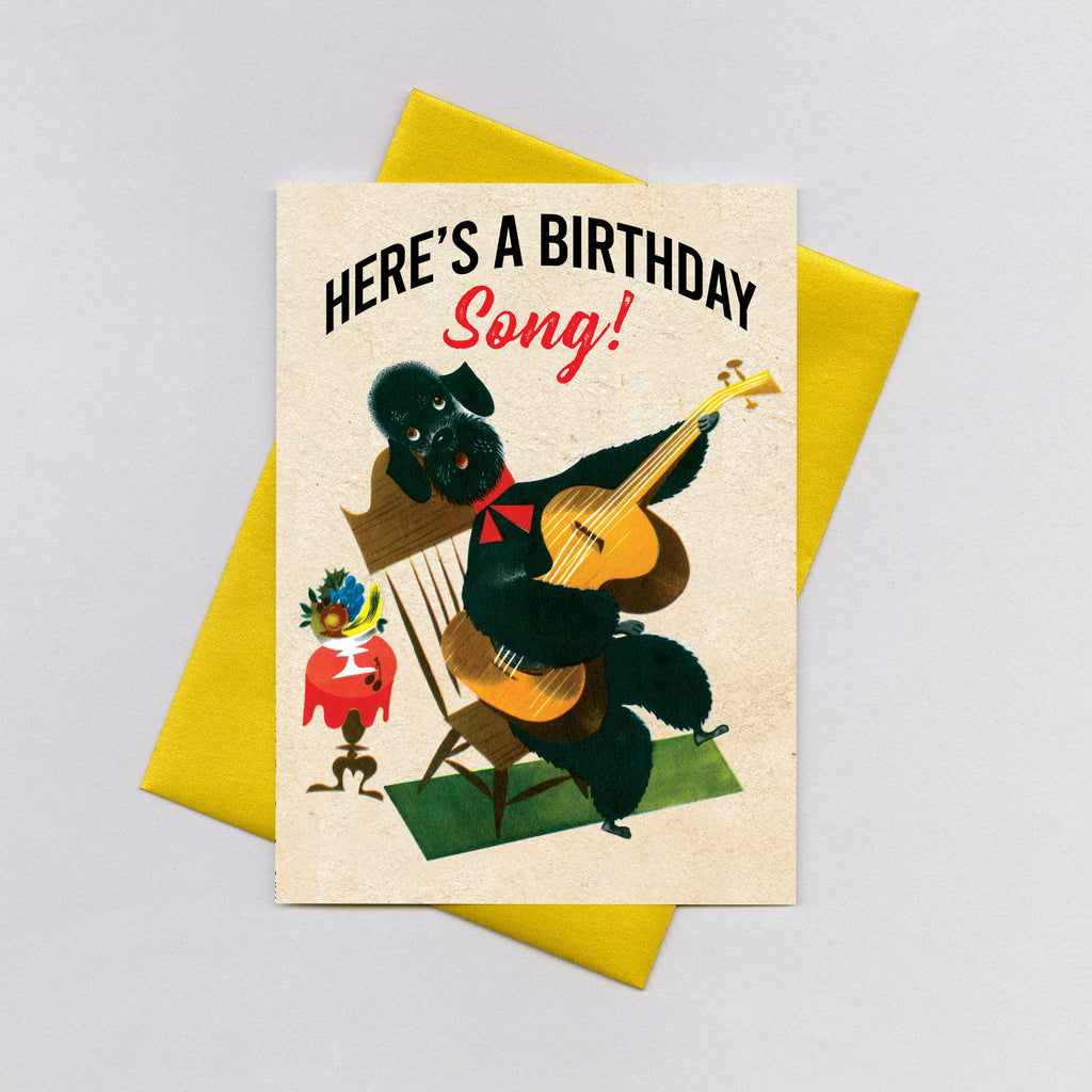 Poodle with a Guitar - Birthday Greeting Card
