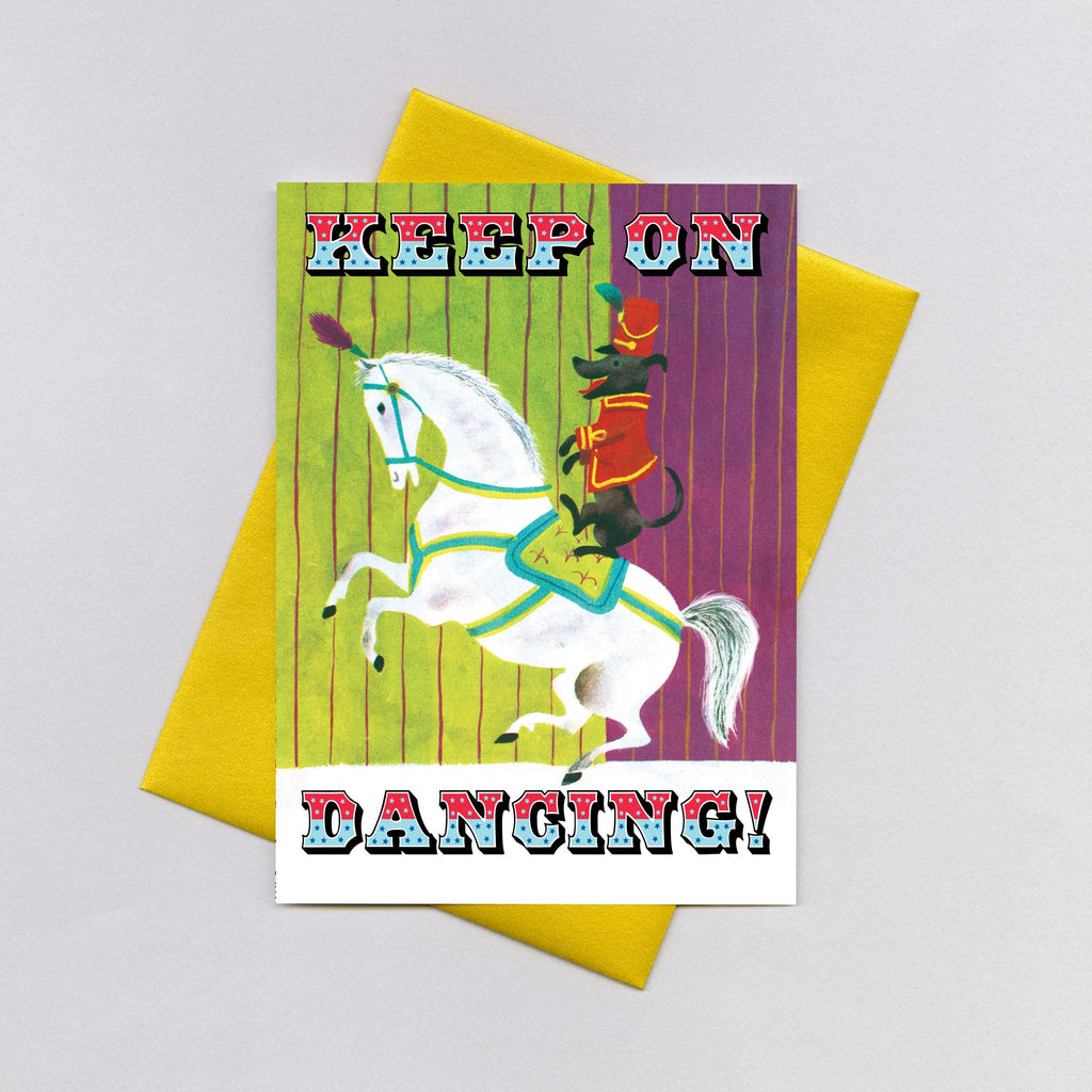 Circus Dog on a White Horse - Birthday Greeting Card